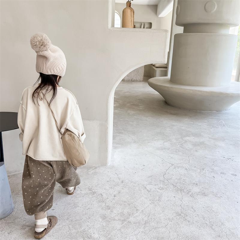 Autumn Korean Style Solid Color Letter Print Kids Long Sleeve Pullover Sweatshirt
