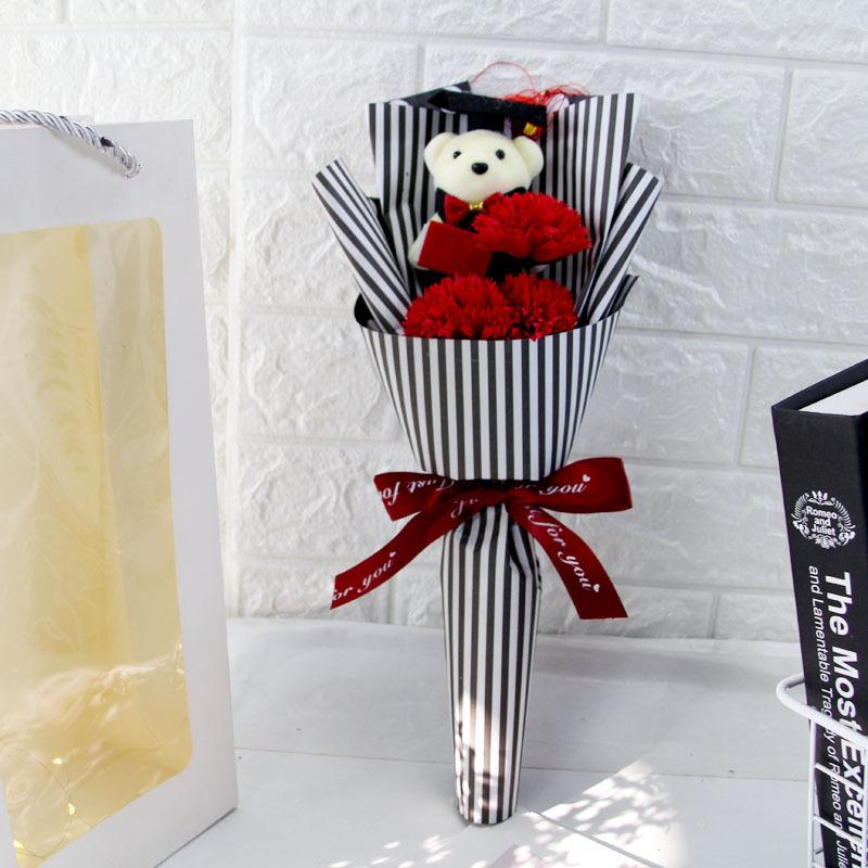 Sunflower Bear Bouquet Bouquet Decoration Rose Cartoon Lovely Bear Birthday Party Graduation Gift Sunflower Soap Flower