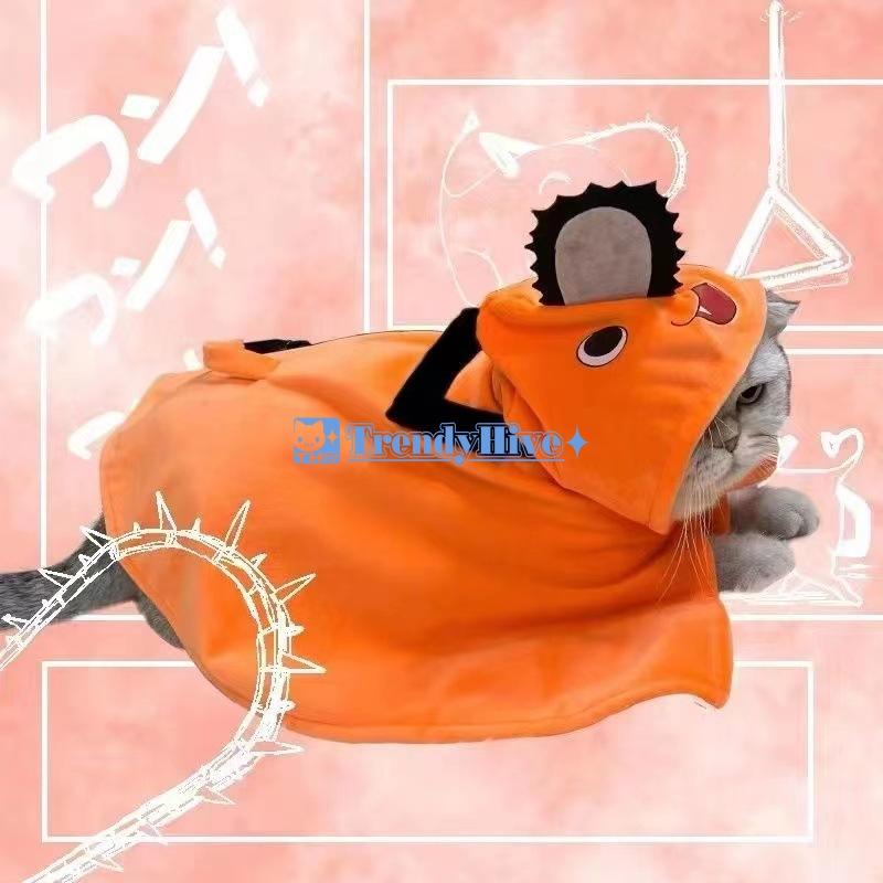 Anime Chainsaw Man Pochita Pets Cosplay Costume for Cat Dog Pet Cloak Orange