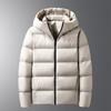 Mens Hooded Down Jacket Lightweight Warm Casual Winter Coat 76-80% Gray Duck Fill