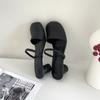 Fashion New Red Black Round Heel Minimalist Sandals Summer Women's Coarse Solid Color Fashionable French High-heel Slippers Size 39
