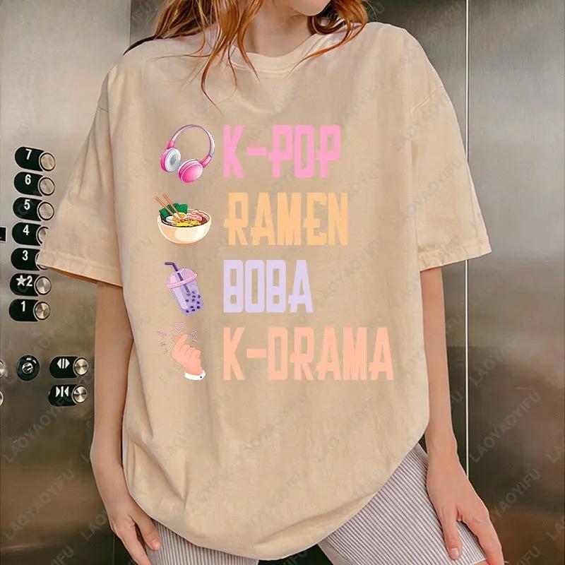 KPop Hand Symbol Unisex Women tops RaUnisex Bubble Tea Boba South Korea Music Lover cotton TShirt Gifts K drama Girl Boy Daughter tees
