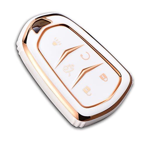 

Чехол для ключа Cadillac Escalade Key Fob Cover, чехол для ключа Cadillac ATS CTS CT6 STS SRX XT5 Key Fob Case Premium Soft TPU Full Protection Smart Key Holder слоновая кость