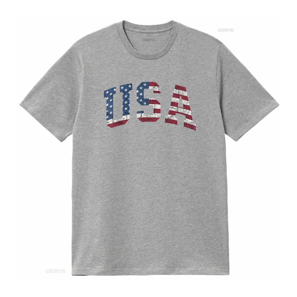Usa T Shirt Women Patriotic American Flag Distressed Vintage Washed Stylish Slightly Comfortable Breathable Homme Casual