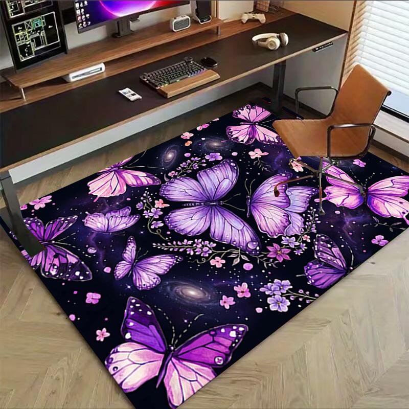 1PC Butterflies Flowers Non-Slip Floor carpet, Office, family, bedroom, Studio - Large Area Rug, Vibrant Colors, Longlasting Material-X446