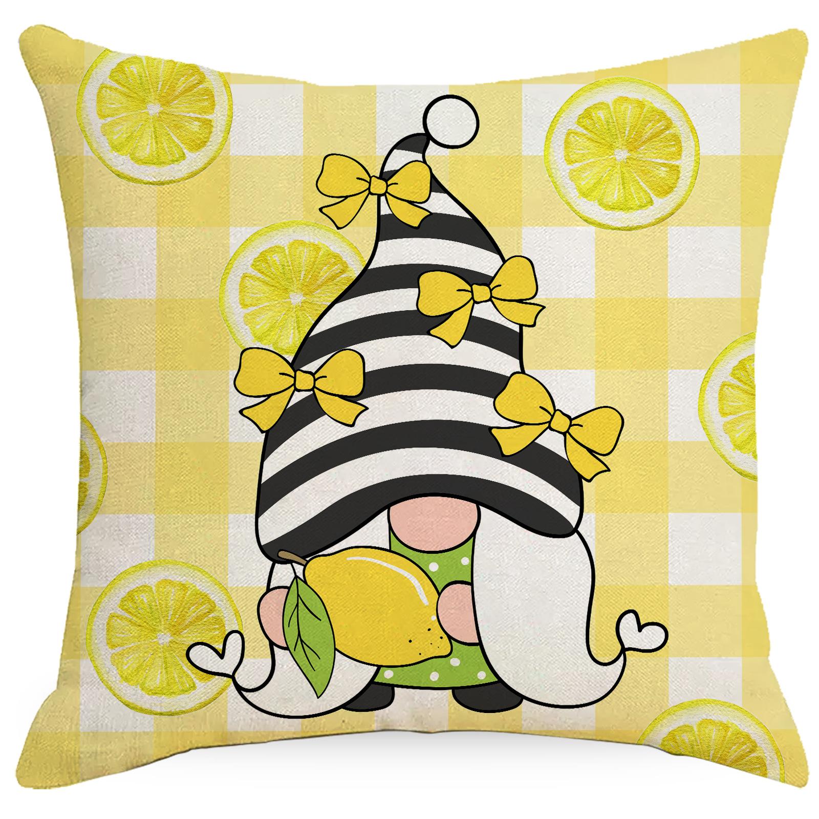 

Летняя лимонная серия Льняная наволочка с принтом Автомобиль Диван Дом Тканевая наволочка 45 * 45Cm without pillow core