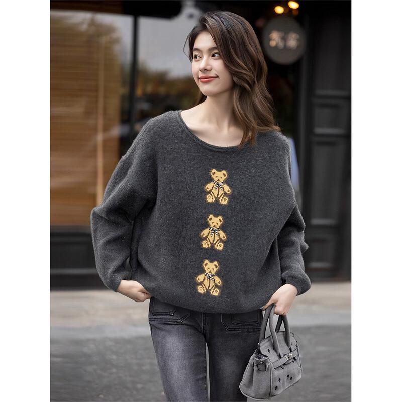 Mokana Women's Urban Casual Cartoon Bear Sweater