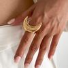 SHIXIN Fashion Gold Color Starfish Flowers Wide Open Rings for Women Exaggerated Geometric Star Moon Adjustable Couple Ring Y2K