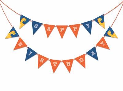 Inkdotpot Decorazioni per feste di compleanno, ghirlanda per feste di buon compleanno, stendardo con dinosauri per neonati
