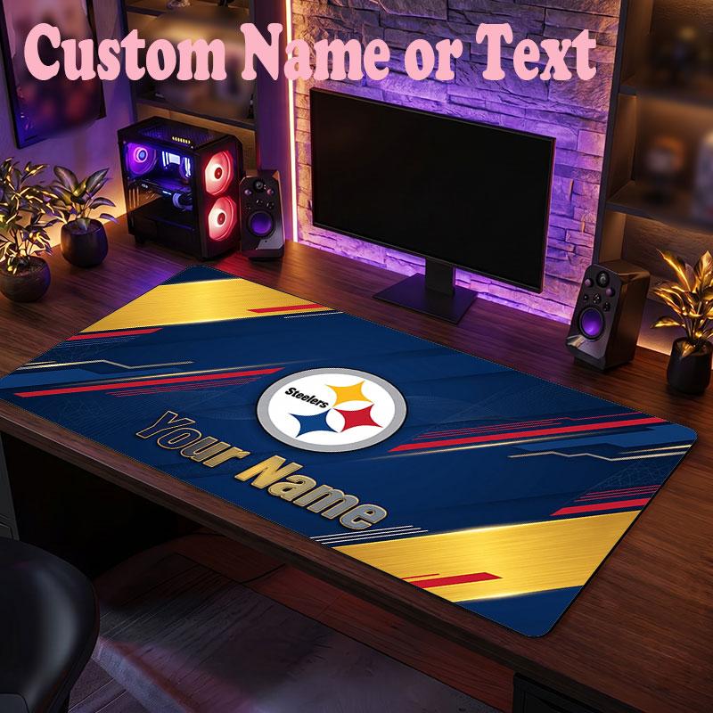 Pittsburgh Steelers Customized Name Text Mouse Pad, Large Desk Mouse Mat Personalized Home Office Present