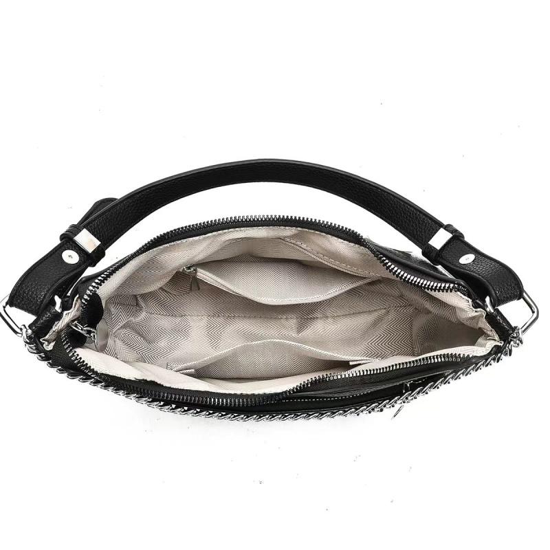 Fashionable Crescent Shoulder Bag with Multiple Zippers and Pocket Details Simple Crossbody Bag Solid Color Suitable for Daily Shopping