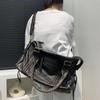 Explosive Retro Motorcycle Bag with Large Capacity Washed and Worn Out Dirt Style Single Shoulder Crossbody Bag