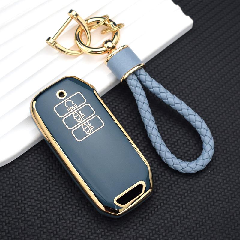 Tpu Gold Edge Key Shell Fob Holder For Kia Sorento Mq4 Ev6 K8 V6 7Buttons Car Remote Key Case Cover Protector