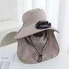 Summer Solar Charging with Fan Hat Women's Outdoor Big Eaves Fishing Shading Shawl Tea Picking Construction Site Sun Protection Hat