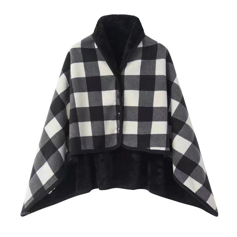 1PC Wearable Blanket Shawl Blanket Flannel Lazy Casual Office Blanket Retro Grid Stripes Warm Blanket For Winter 80×135cm
