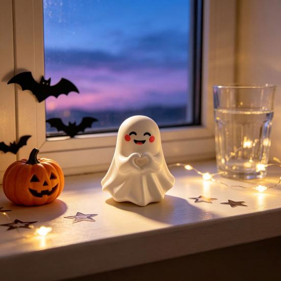 Halloween Party Supplies Ghost Pen Holder, Cute Mini Figurine Desk Decor, Funny Novelty Office Decor Pencil Stand Ornament, Creative Organizer