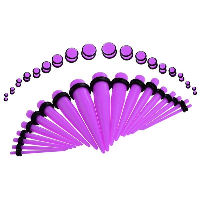 36pcs/lot Acrylic Ear Gauge Taper and Plug Stretching Kits Mixed Color Ear Flesh Tunnel Expansion Body Piercing Jewelry