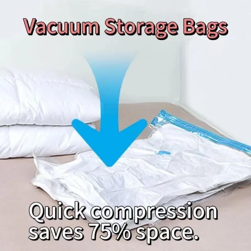 4 Sizes Reusable Vacuum Bags with Hand-Pump Vacuum Compression Sealer Bag Mini Vacuum Sealer Machine for Clothes Organizer