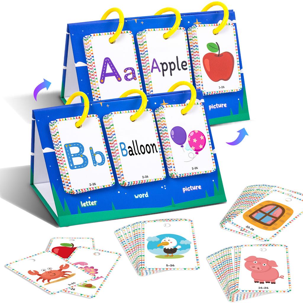 78 Alphabet Desktop Cards, Word Cognition, Early Learning, Graphic Education, Parent-Child Interaction, Three-Dimensional Cards