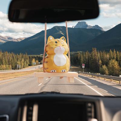 Yousheng Katze Auto Hängendes Ornament Cartoon Katze Rückspiegel Luftfrischer Niedliche Katze Innenraumdekoration für Katzenliebhaber