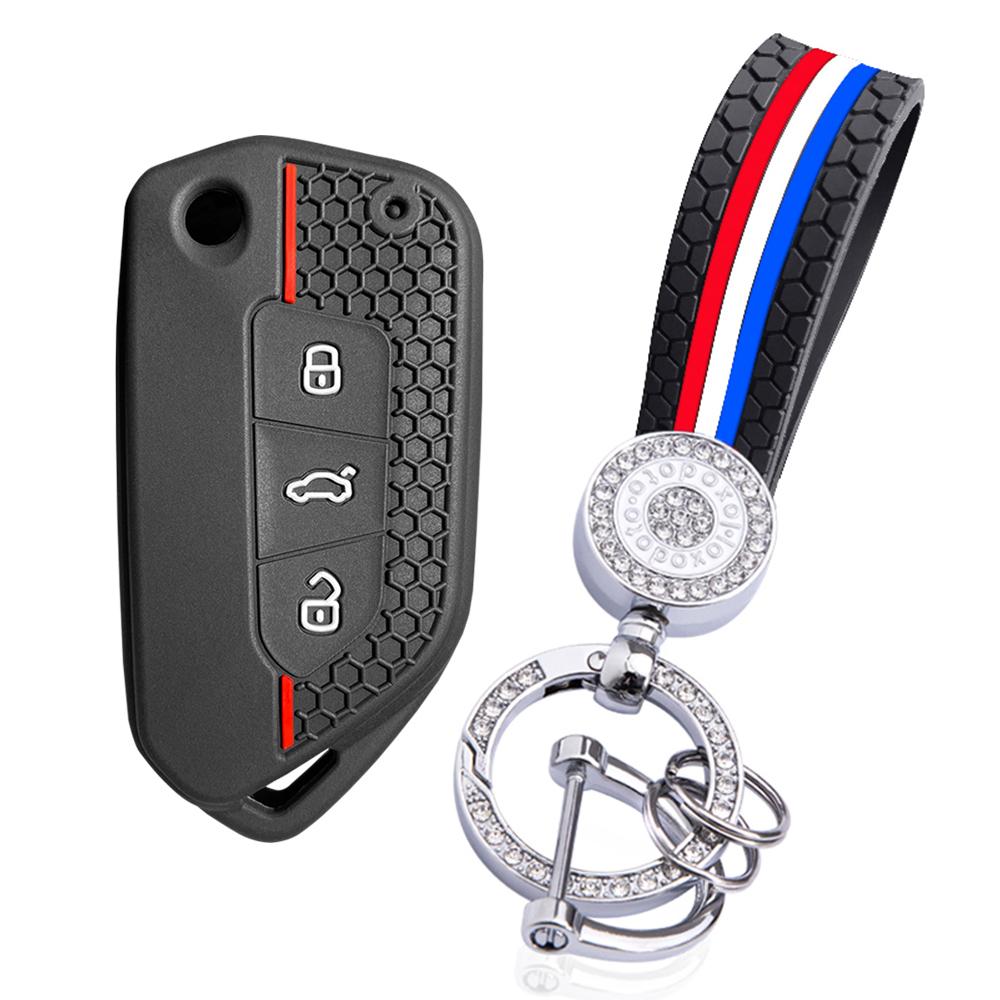 For VW Golf Jetta 4 Tiguan Modified Folding Case For Beetle Polo Pass Passat B5 Caddy For Seat Skoda Silicone Car Key Holder