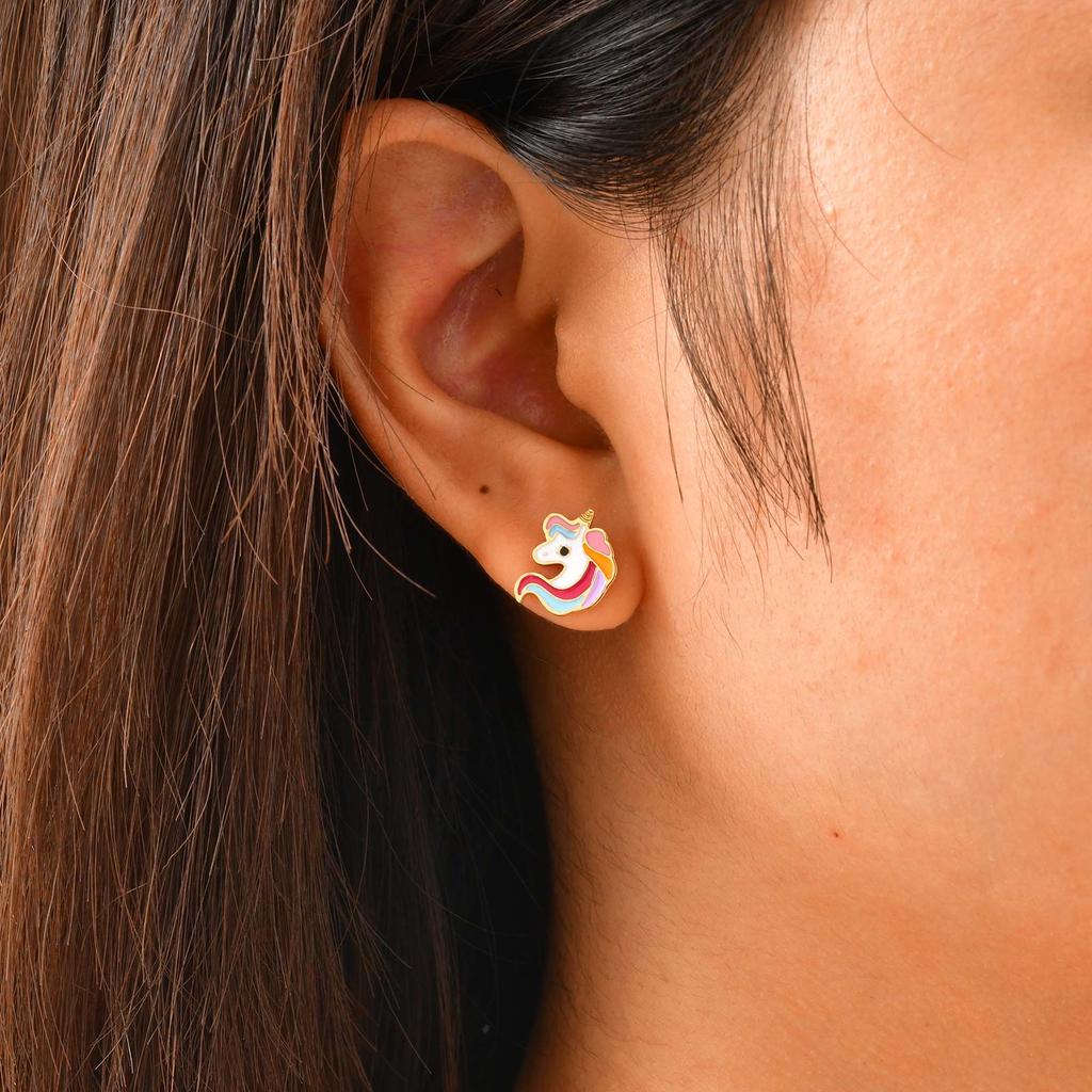 Cute Rainbow Unicorn Stud Earrings for Women Girls,Stainless Steel Insect Beetle Earrings,Charms Jewelry Accessories Gift