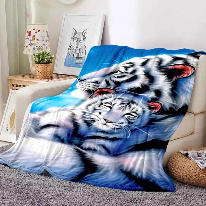 3D Tiger Blanket Super Soft For Spring Autumn Modern Line Art Sherpa Blanket Bedspread Throw Travel Dropship Sumikko Gurashi