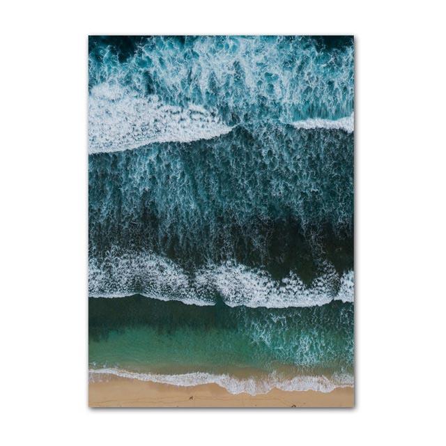 Coastline Blue Ocean Wall Poster Print Sea Reef Nordic Canvas Painting Landscape Modern Home Picture Decoration Living Room Art