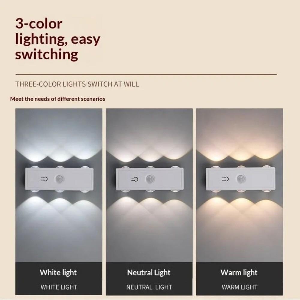 3 Colors / RGB Motion Sensor Wall Light Magnetic Dimmable RGB Wall Lamp USB Rechargeable Smart Sensor Under Cabinet Light