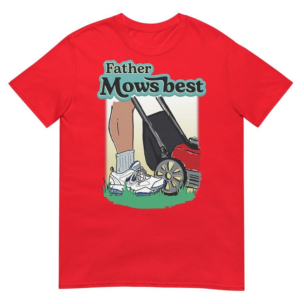 Father Mows Best Funny Riding Mower Retro Mowing Dad Gift Tshirt S