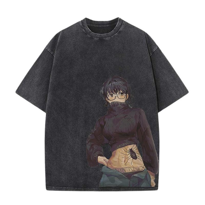 Hunter Hunter Anime Printed Tshirt Mens and Womens Washed Tshirt High Quality Vintage Cotton Tshirt Harajuku YK Tops