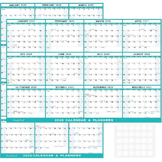 32  x 48  2026 Wall Calendar, Folded Wet & Dry Erase Wall Calendar 12 Month, Annual Yearly Planner Yearly Laminated Calendar 2026 1