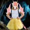 Dragon Wing Mask and Tail Set Dinosaur Cosplay Set for Kids Girls Boys Halloween Dragon Costumes for Theme Party Decor