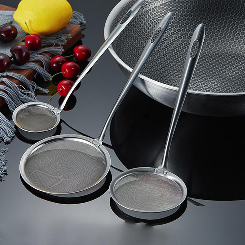 Fine Mesh Stainless Steel Colander Soy Milk Filter Oil Filter Spoon Foam Spoon Net Leak Gadgets Kitchen Accessories