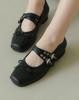 [Tagtraume] Gallo Square Toe Ribbon Two Buckle Mary Jane Sneakers Flats [Versand aus Korea] 100% Authentisch