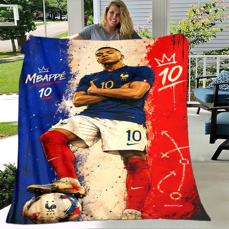 1pc Blanket - Kylian Mbappé Print Design, Lightweight Blanket for Sofa, Bed- Soft &Warm, Gift for All Seasons