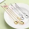 1 pièce Ensemble de cuillères à long manche en cristal Acier inoxydable 430 Cuillère à glace Diamon-d pour dessert Glace Café Cocktail