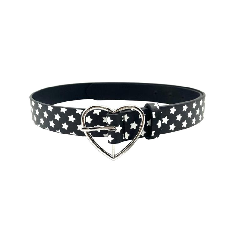 

Modern Star Accented Heart Clasp Belt 4 Stylish Color Selection Soft PU Leather Waist Sash Girdle For Outfits