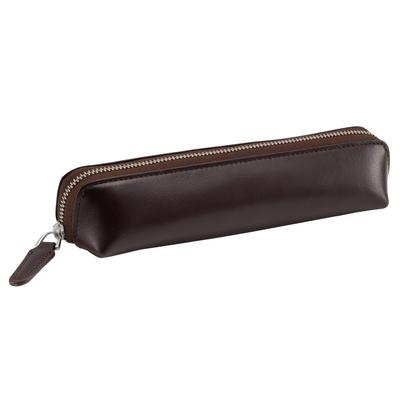 MILAGRO Ethiopian Sheepskin Pencil Case Leather Pencil Case for Simple Large (Stylish Adults, Design, Capacity) ST-1581 (Dark Brown)