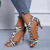 Mode Sexy Zebra Sandalen Dames Luipaard Dunne Hoge Hakken Dames Pumps Vis Mond Romeins Zomer Nieuwe Feest Open Teen Schoenen