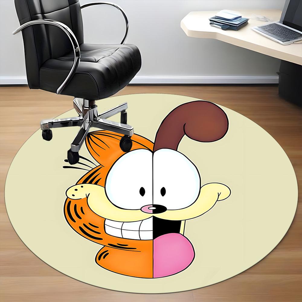 1pc Garfield Cat Office Round Area Rug, Under Office Chairs Bedroom Living Room Home Decor, Room Decoa1016139