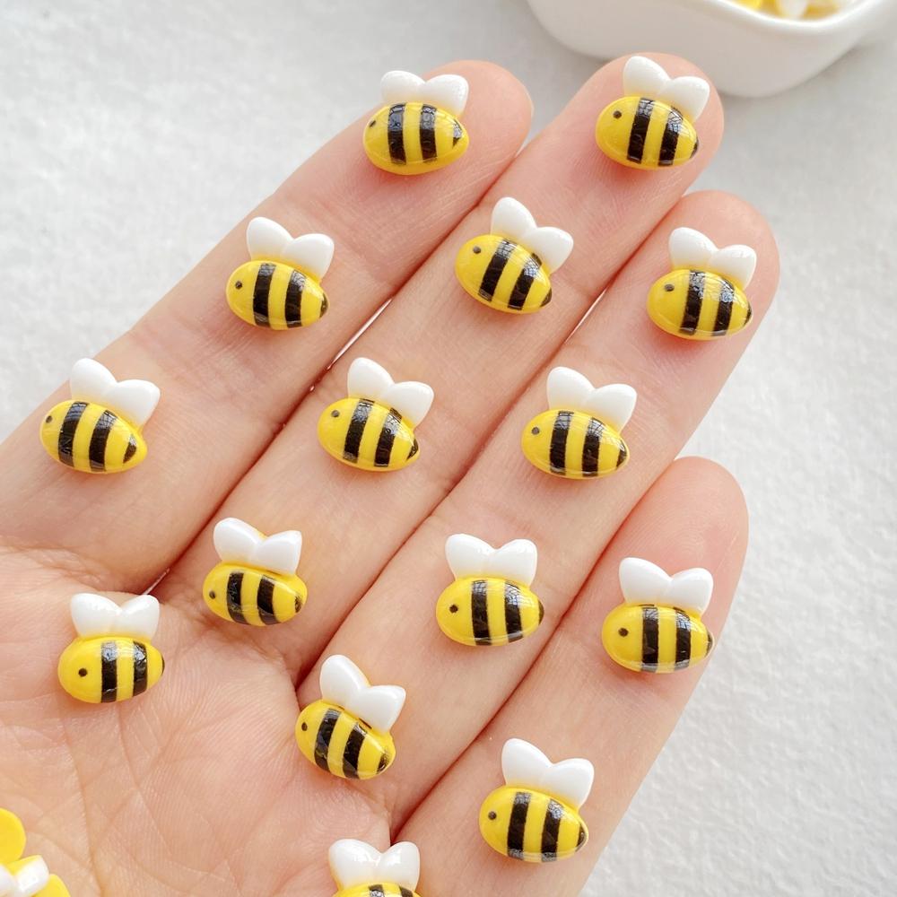 20 Stück Niedliche Mini Cartoon Biene, Honigtopf Nail Art Flatback Strassperle Scrapbook DIY Maniküren Applikationen Zubehör Basteln