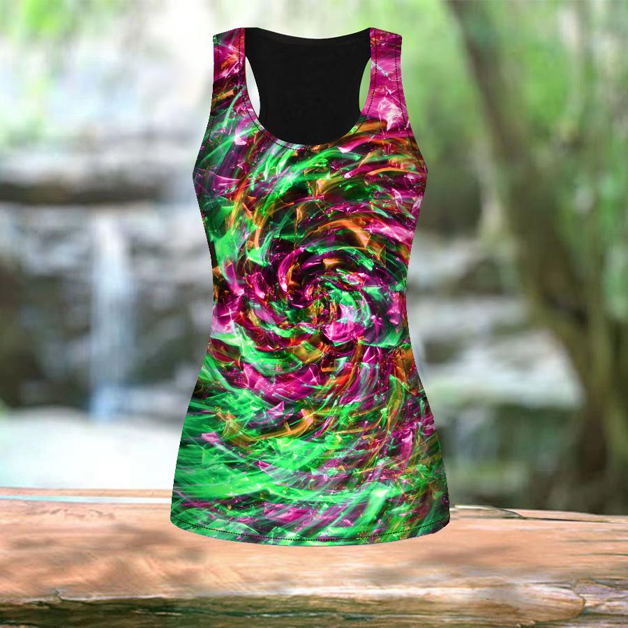 3D Crystal Windmill Print Women Workout Yoga Gym Printed Summer Sport Shirts Plus Size Vests