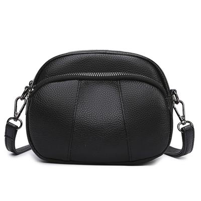 Borsa a Spalla alla Moda in Vera Pelle a Tre Scomparti con Zip, Borsa a Tracolla, Piccola Borsa Casual