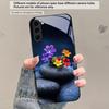 Small Pebble Flowers For Samsung Galaxy S20 S21 S22 S23 Plus S24 FE S25 Ultra S26 Edge S25+ S20+ S22+ Black Glass Phone Case