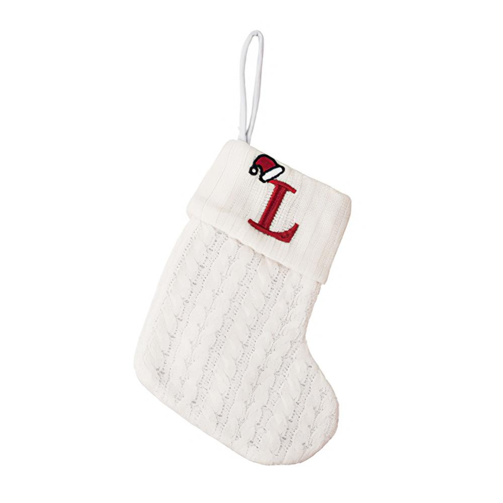 Christmas Stockings Letter Santa Sock Gift Kids Candy Bag Pocket Christmas Tree Hanging Ornament New Year Decoration