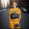 Car Summer Short Sleeve T-Shirt Suit Shorts Children Toddler Infant Clothing 3D Cartoon Print Fashion Boys Girls