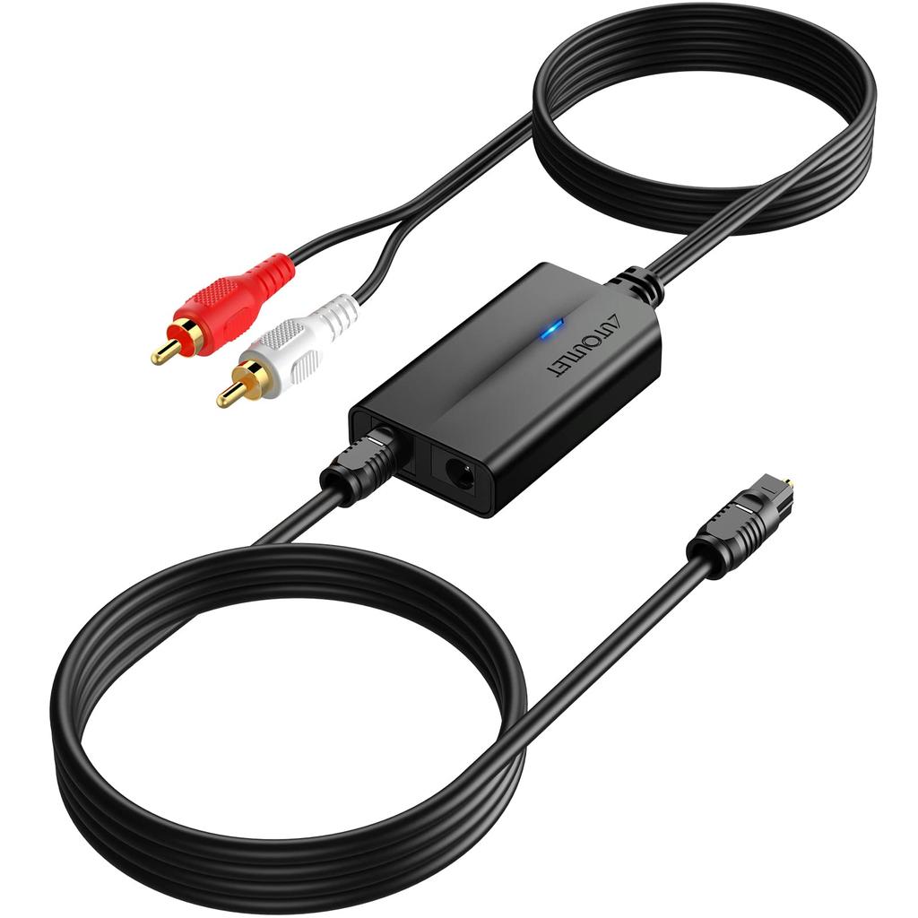 AUTOUTLET 192kHz Digital Analog Audio Converter with Male Cable 192KHz Optical Digital To RCA Audio Converter DAC Converter SPDIF To RCA Audio