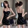 Star Print Cinched Waist Open-Back Dress - Sexy Slimming Camisole Mini for Women