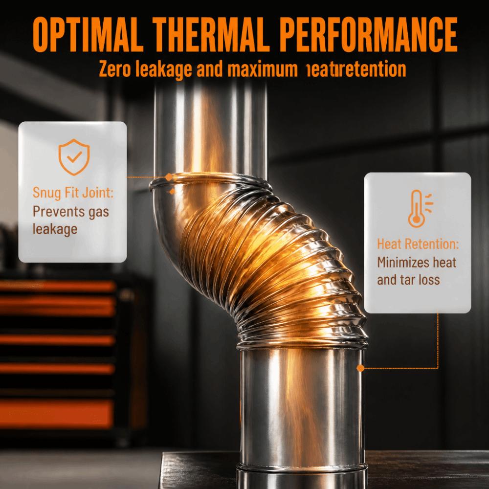 90 Degree Chimney Elbow Stainless Steel Chimney Exhaust Elbow Durable Stove Pipe Elbow Wood Stove